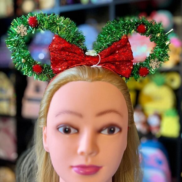 Disney Minnie Mouse Wreath Jingle Mouse Ears Headband NWT NBC - Picture 1 of 7